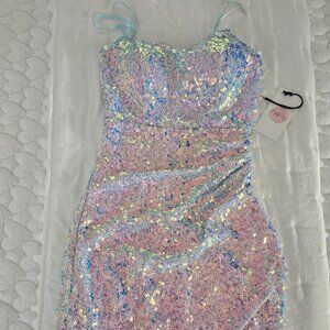 Iridescent ice blue dress Crystal Sky